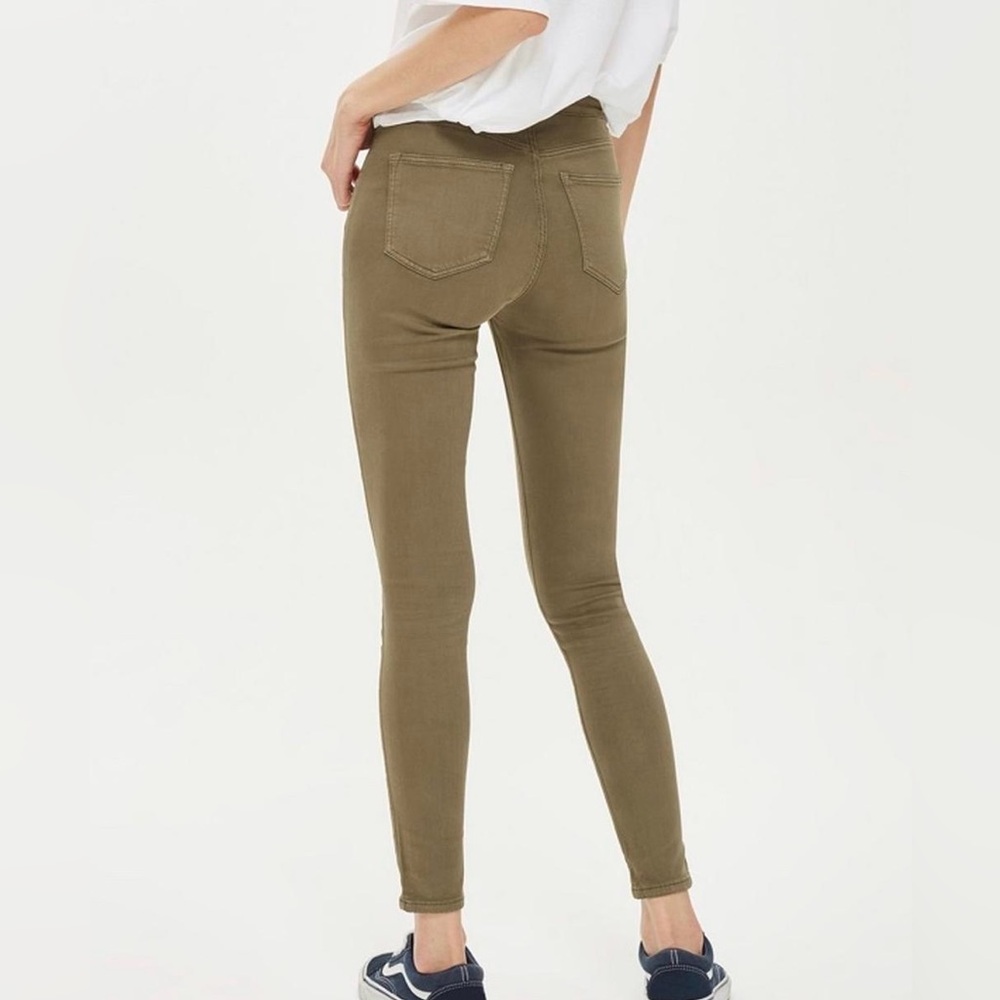 Topshop Moto Leigh Olive Green Skinny Jeans Size W 30